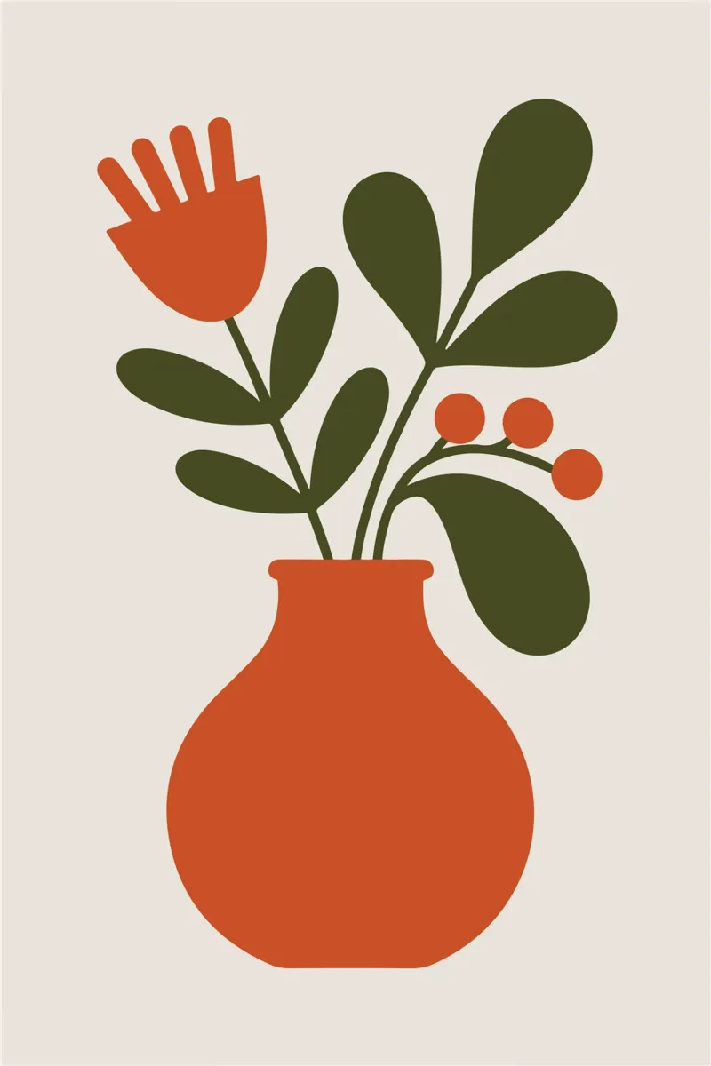 Ceramic vase with wild foliage sprouting poster da LisaArtes