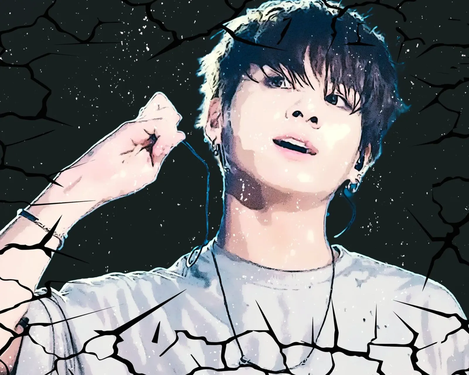 Cartone animato Jungkook-BTS poster con telaio in plastica da Trinara