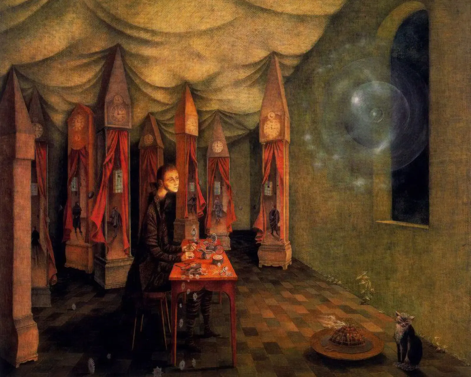 Remedios Varo Openbaring (De Wacht) canvas met Baklijst van Kunze Gallery