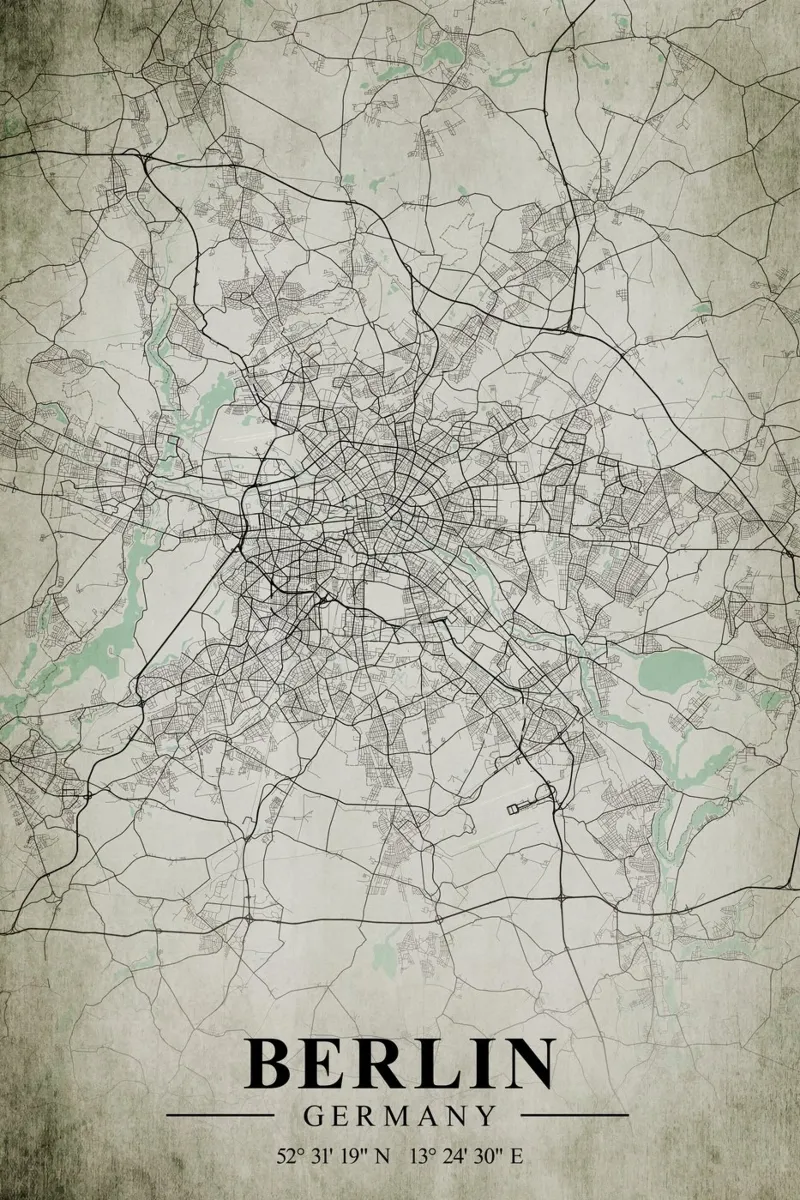 Arte moderna a Berlino - Mappa geometrica della città poster con telaio in plastica da CityMapPoster