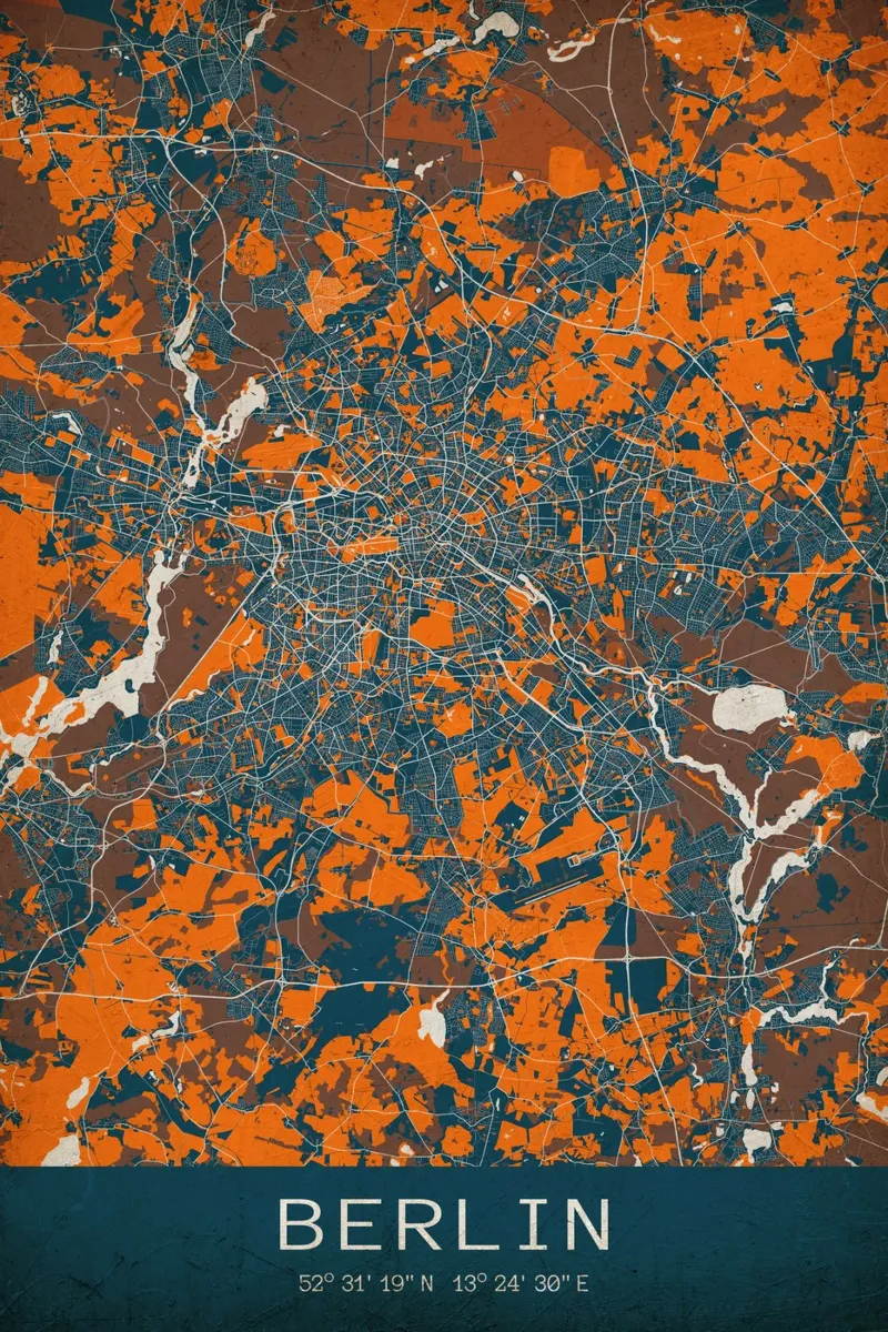 Stadsgezicht Berlijn - Poster in modern ontwerp canvas met Baklijst van CityMapPoster