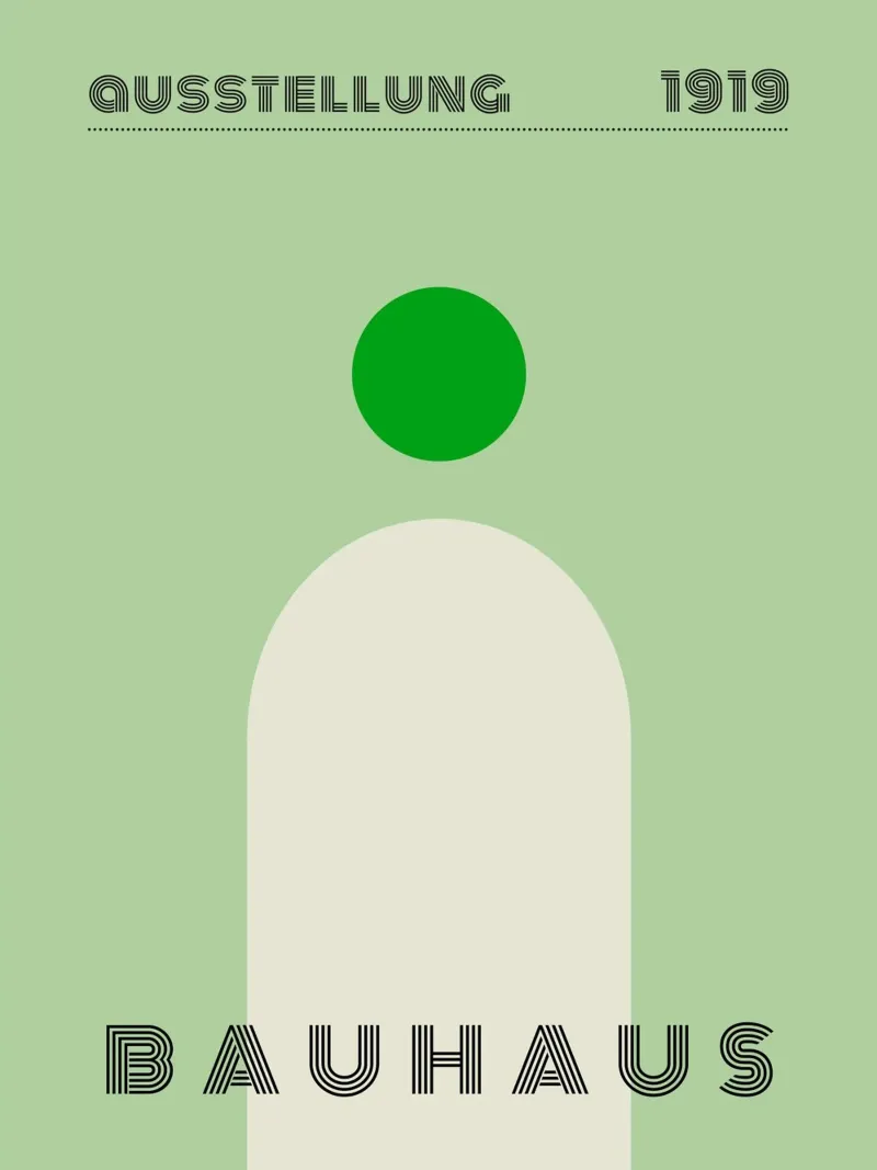 Poster Bauhaus - Verde Minimal 1919 poster con telaio in plastica da Studio Vibe