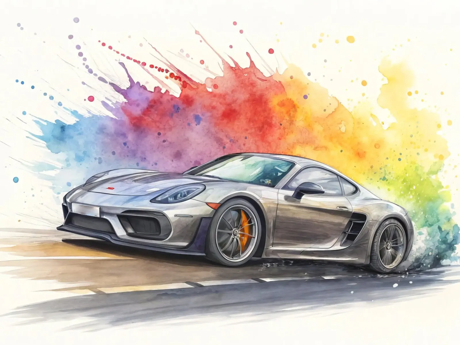 Acquerello Porsche poster con telaio in legno da 🥝 KIWI STORE