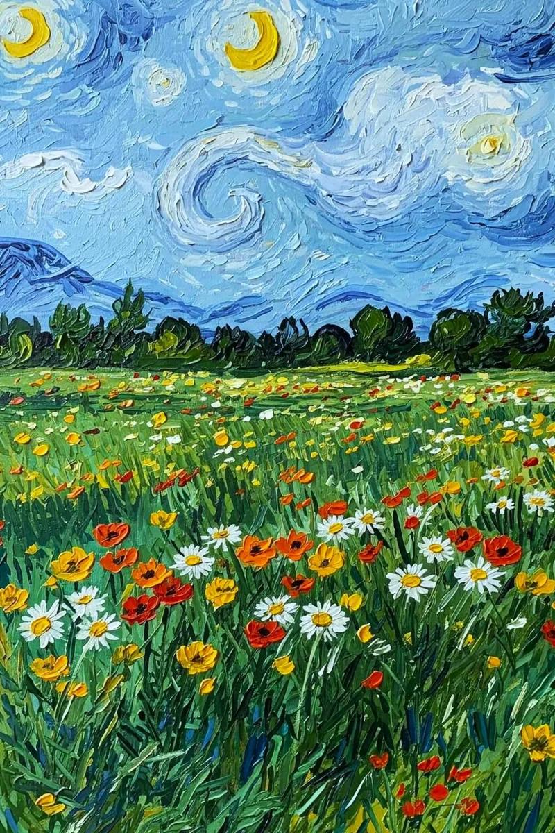 grassy meadow daisies poster con telaio in legno da Good days