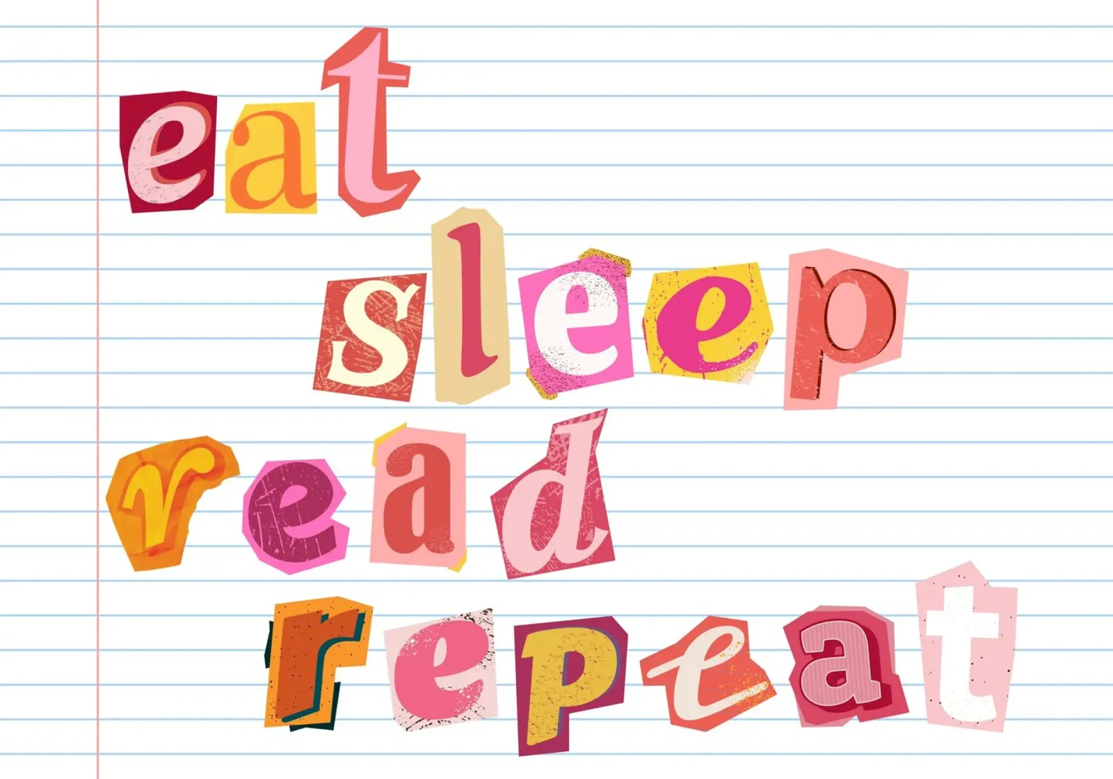 "Eat Sleep Read Repeat" Cutout Typography Poster canvas with Floater frame by vintagepod