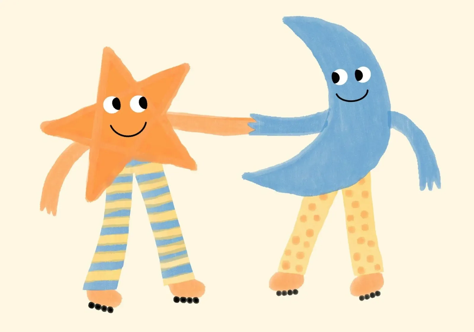 Simpatica stampa artistica per bambini sull'amicizia tra stella e luna poster con telaio in plastica da vintagepod