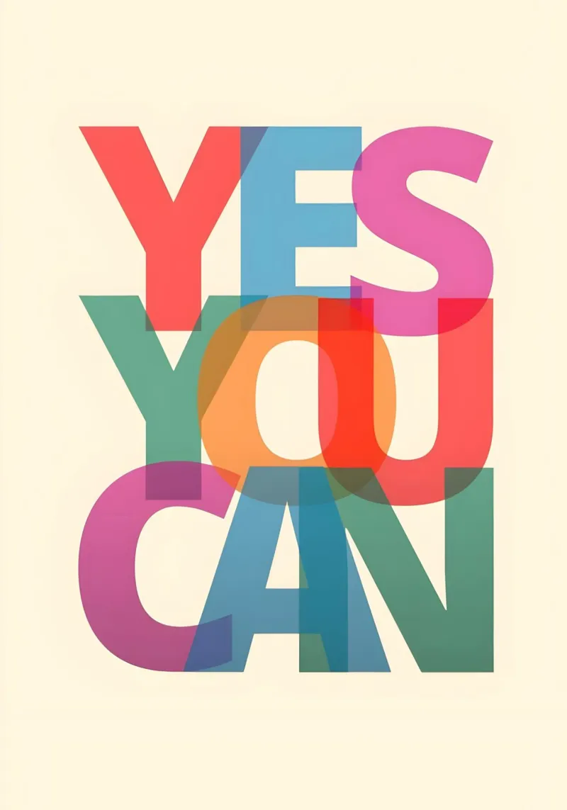 "YES YOU CAN' poster con telaio in plastica da Type & Tape