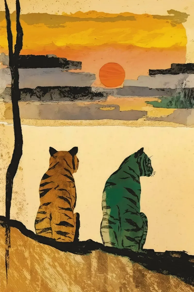 Tigers At Sunset No 2 carta hahnemühle da treechild