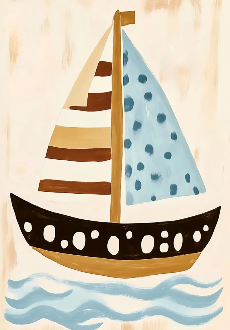 Zeilen Boot Kunst Print - Kust Decoratie canvas met Baklijst van vintagepod