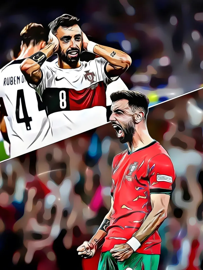 I momenti di emozione di Bruno Fernandes con la Nazionale portoghese tela con Cornice a cassetta da dark eagle