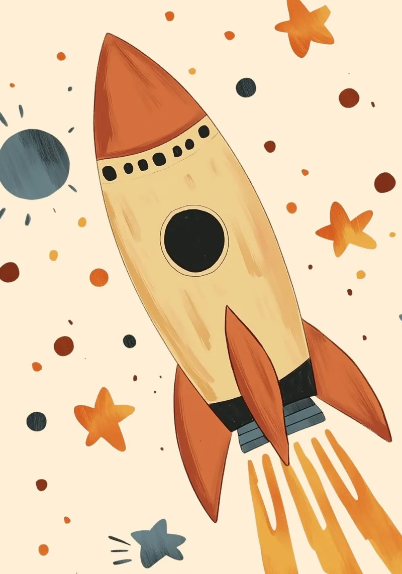 Rocket Ship Art Print - Space Nursery Decor canvas with Floater frame by vintagepod