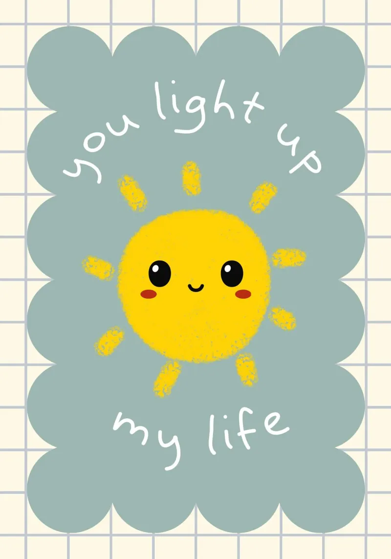 "You Light Up My Life" - Schattige Zonnekunstdruk canvas met Baklijst van vintagepod
