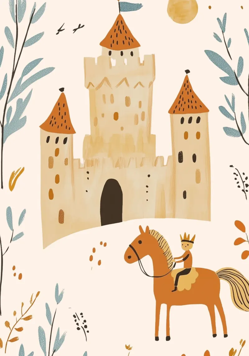 Fairy Tale Castle & Prince Art Print - Nursery Decor canvas with Floater frame by vintagepod