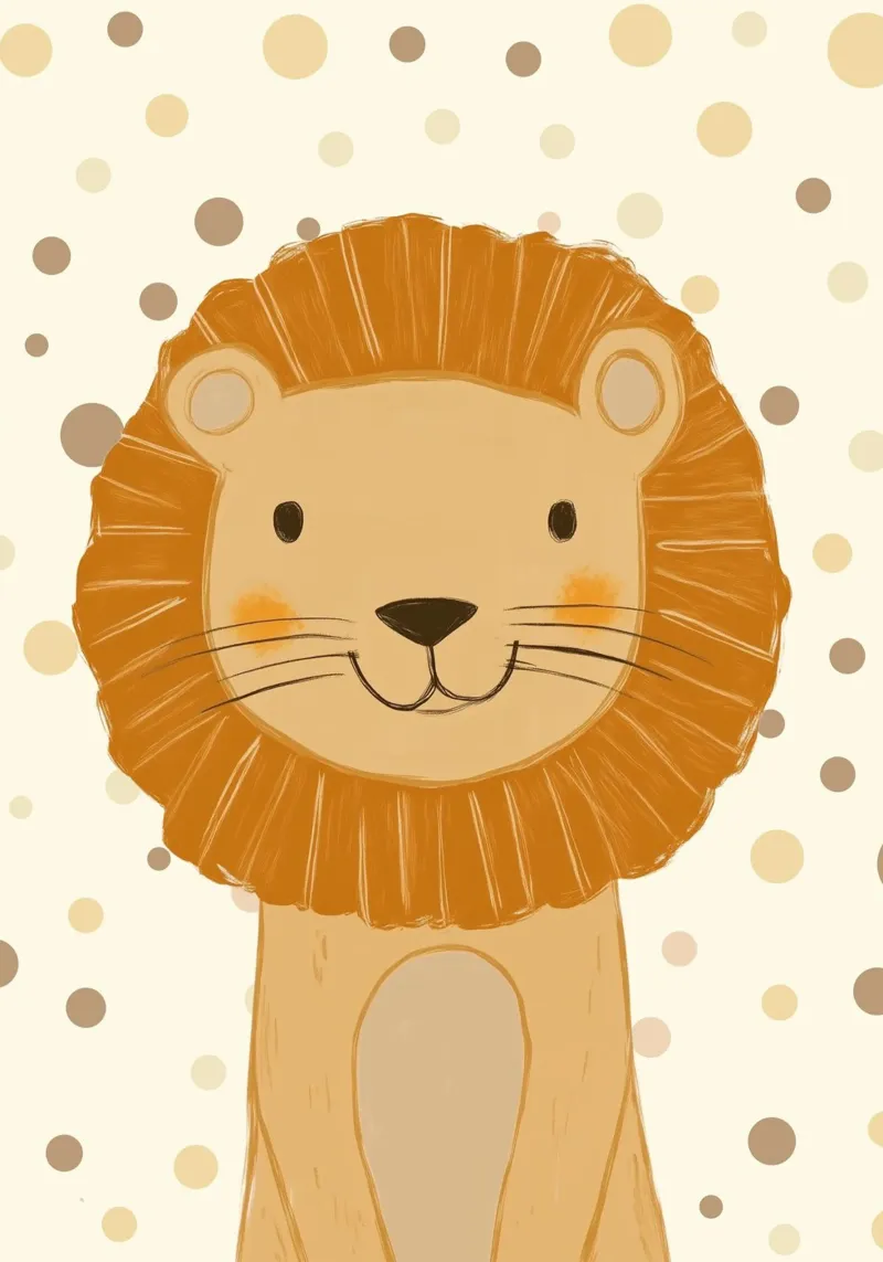 Simpatica testa di leone a pois - Vivaio Safari poster con telaio in plastica da vintagepod