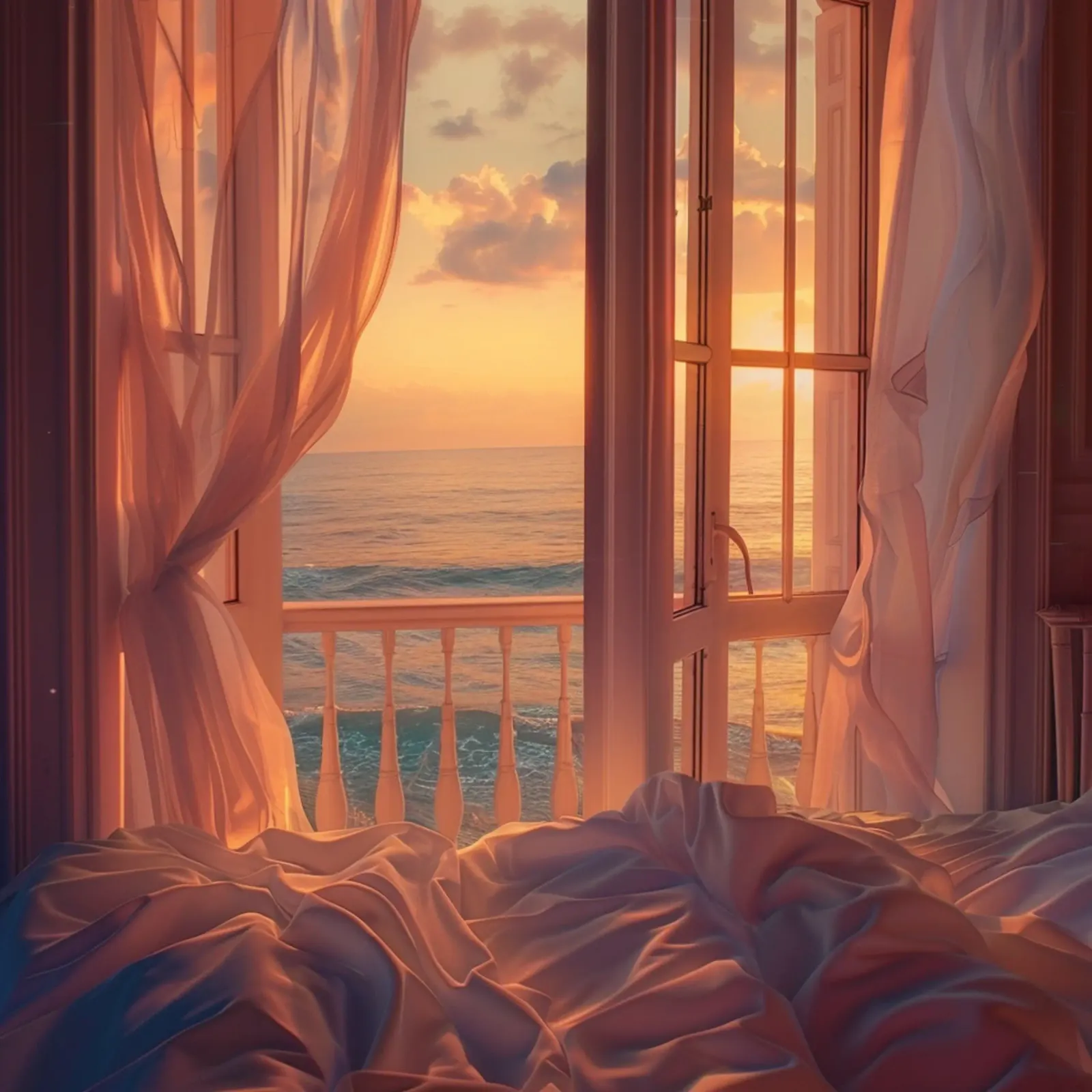 Peach Reverie canvas with Floater frame by StillVibe Home