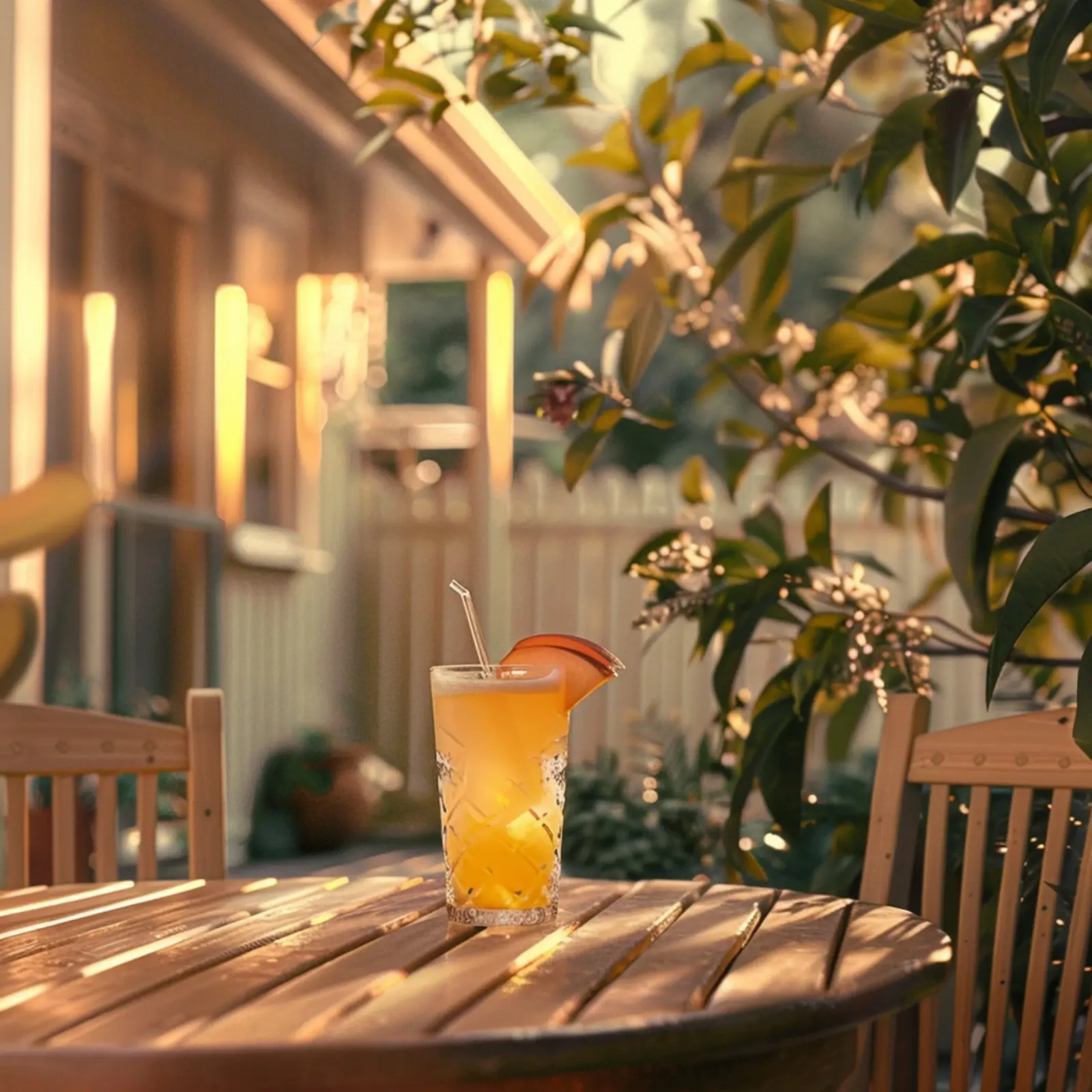 Peach Hour on the Porch canvas with Floater frame by StillVibe Home