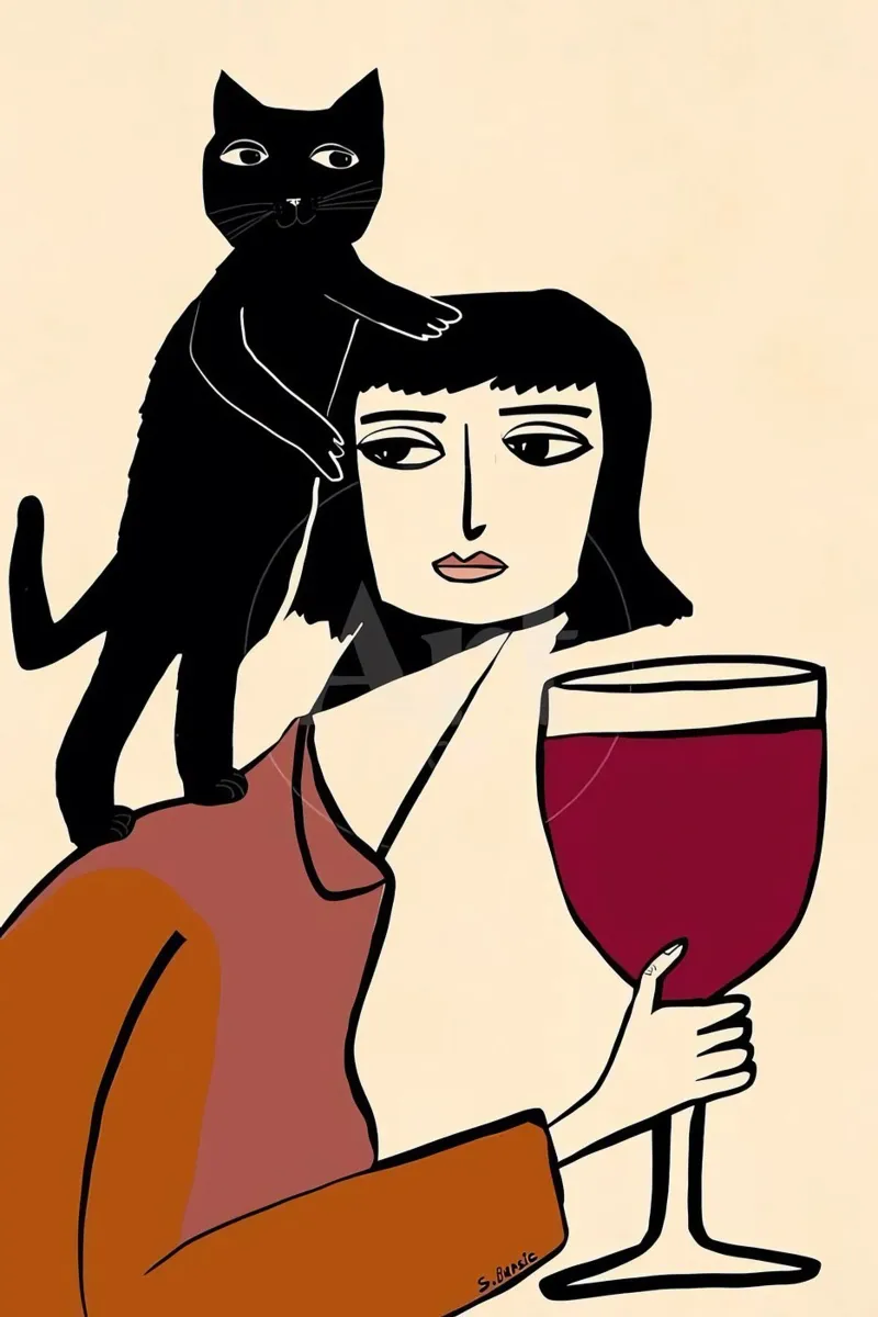 Amante del vino e dei gatti poster da Arjun