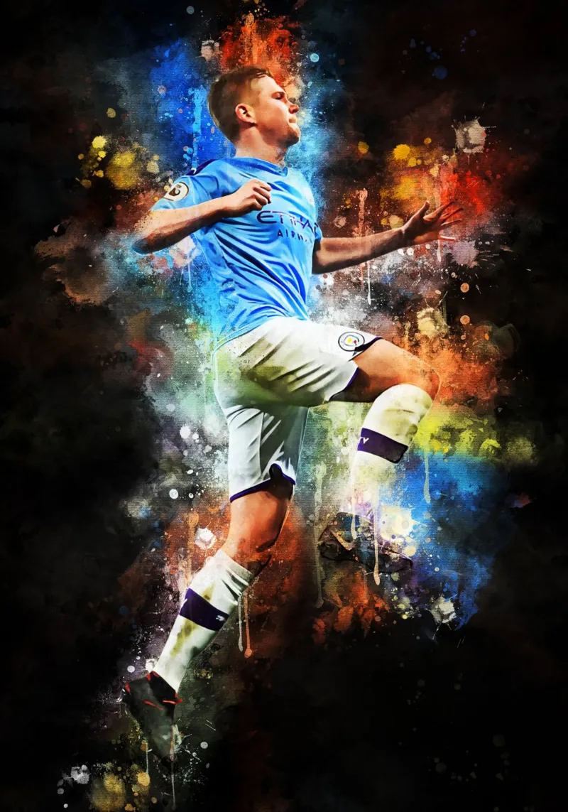 Kevin De Bruyne poster con telaio in alluminio da MasterInkArt