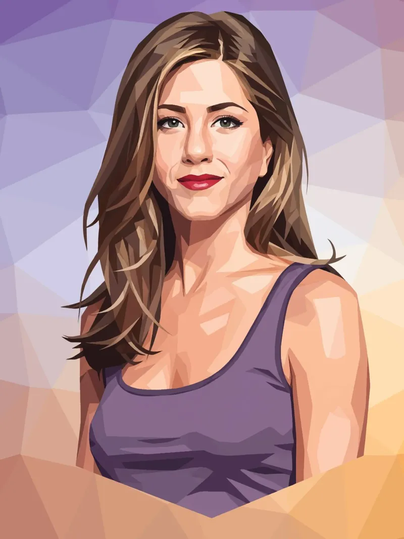 Jennifer Aniston Lowpoly poster con telaio in alluminio da Low Profile