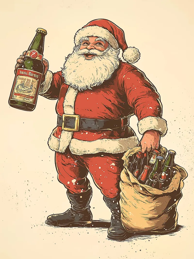Babbo Natale barba rossa vestito allegro poster da Rick Thompson