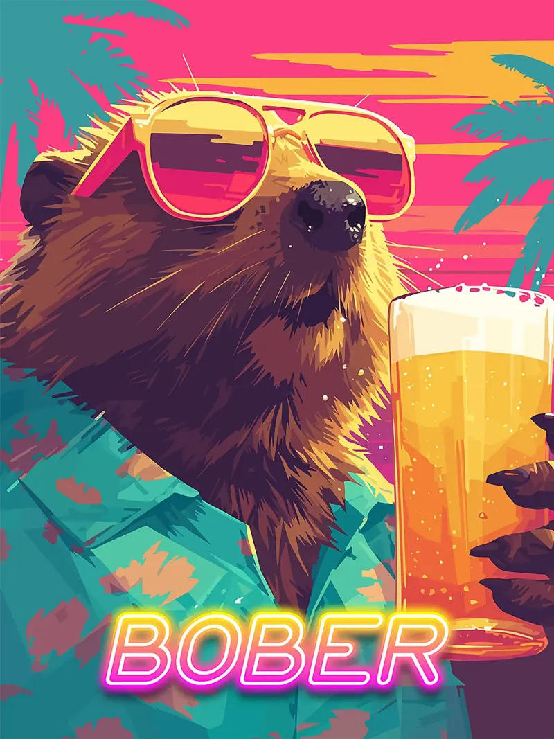 orso bevanda occhiali da sole spiaggia tropicale poster con telaio in plastica da Rick Thompson
