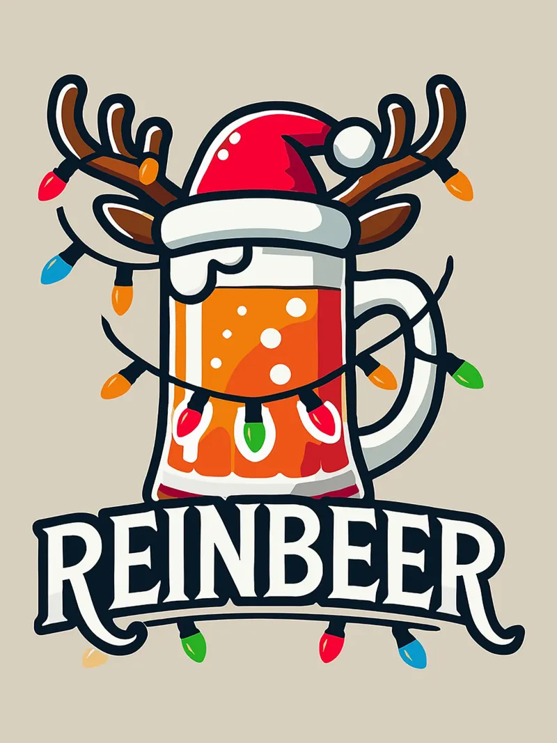 tazza orso corna renna cappello babbo natale poster con telaio in alluminio da Rick Thompson