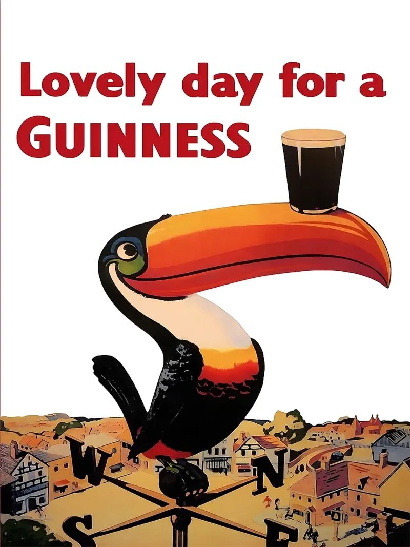 toucan beer pint guinness weather vane canvas with Floater frame by Adam Bican