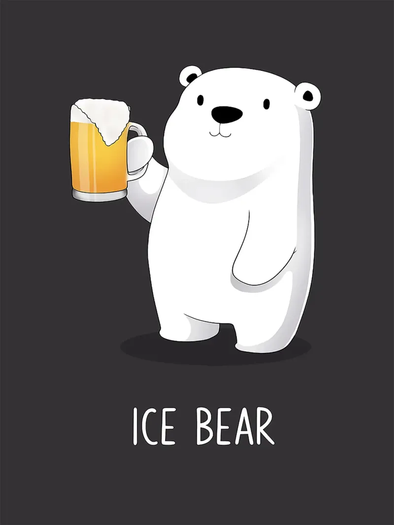 Eisbär Bierkrug Bierschaum stehende Pose Poster mit Aluminium Rahmen von Adam Bican