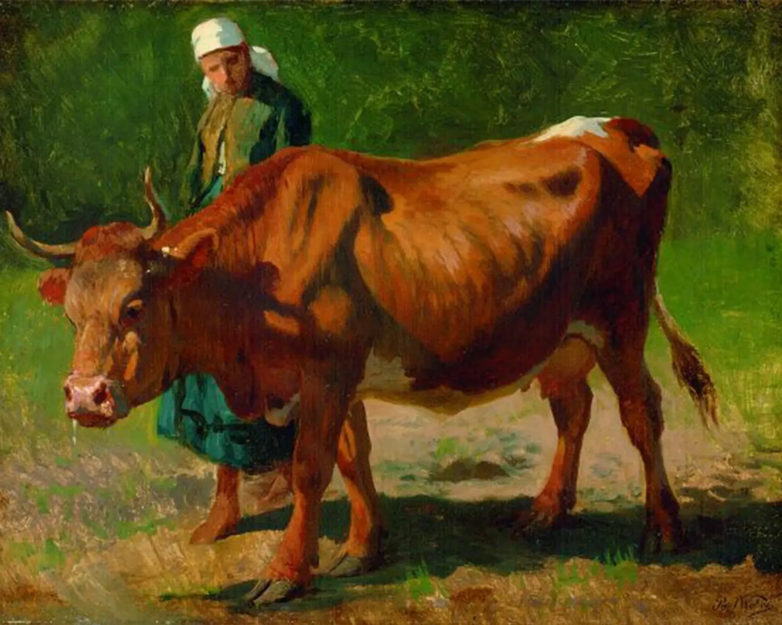 man with his cow canvas with Floater frame by pleceng shope