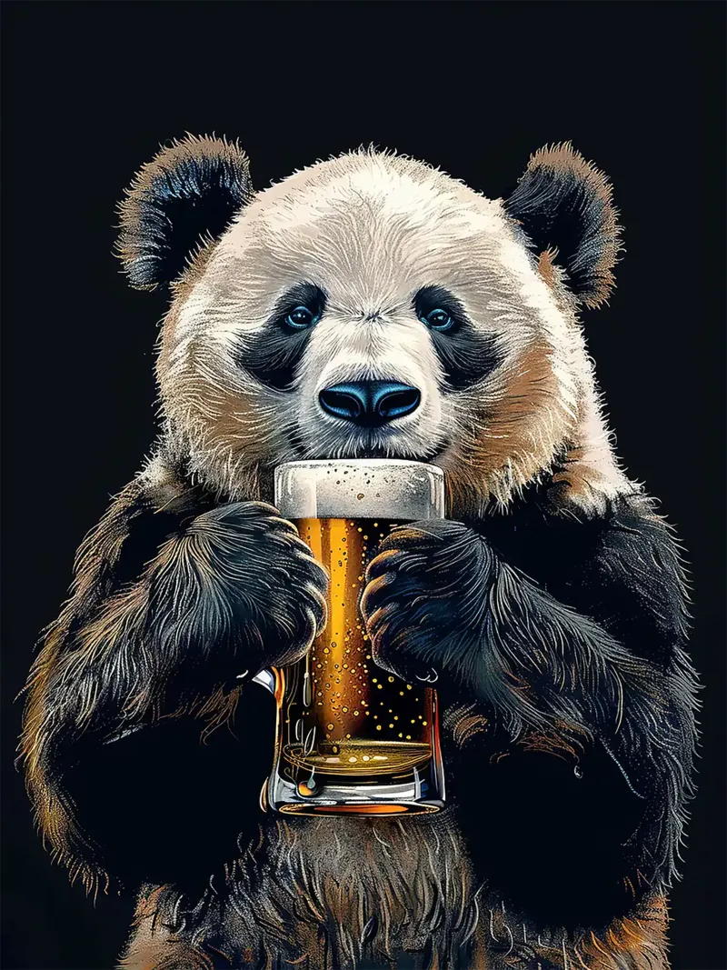 Panda Bierkrug Tier Getränk Blasen Poster von Adam Bican