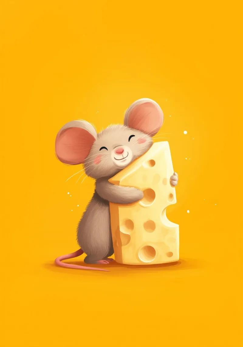 Little Mouse, Big Cheese poster con telaio in legno da Kiara