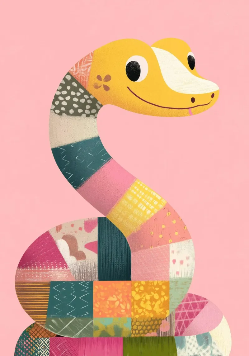 Patchy Python poster avec cadre en plastique de Kiara