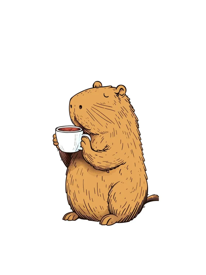Capybara Coffee poster con telaio in plastica da Dumery Art