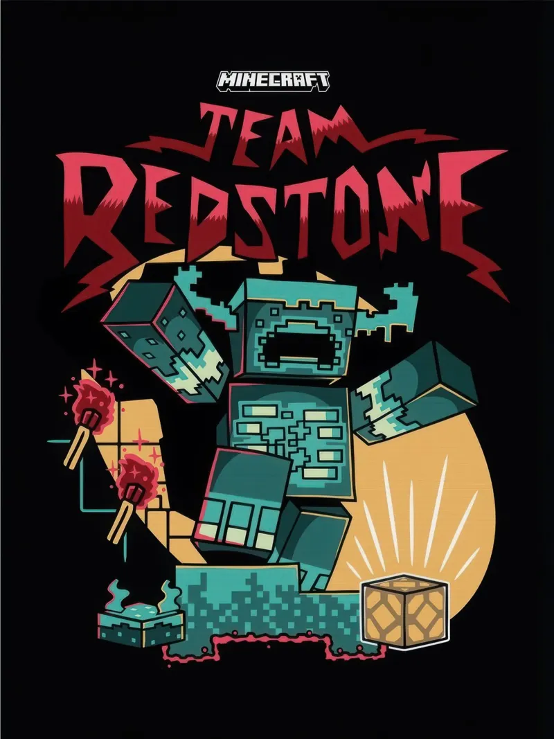 minecraft team redstone poster con telaio in plastica da mix mate