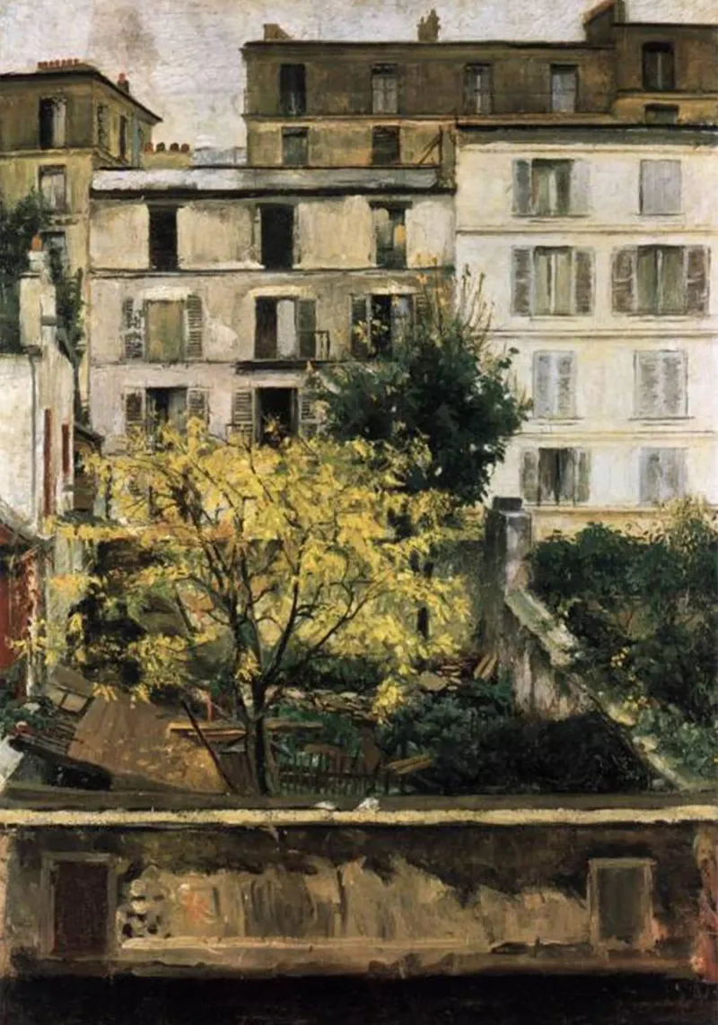 albero in mezzo agli edifici della città poster con telaio in alluminio da iding store