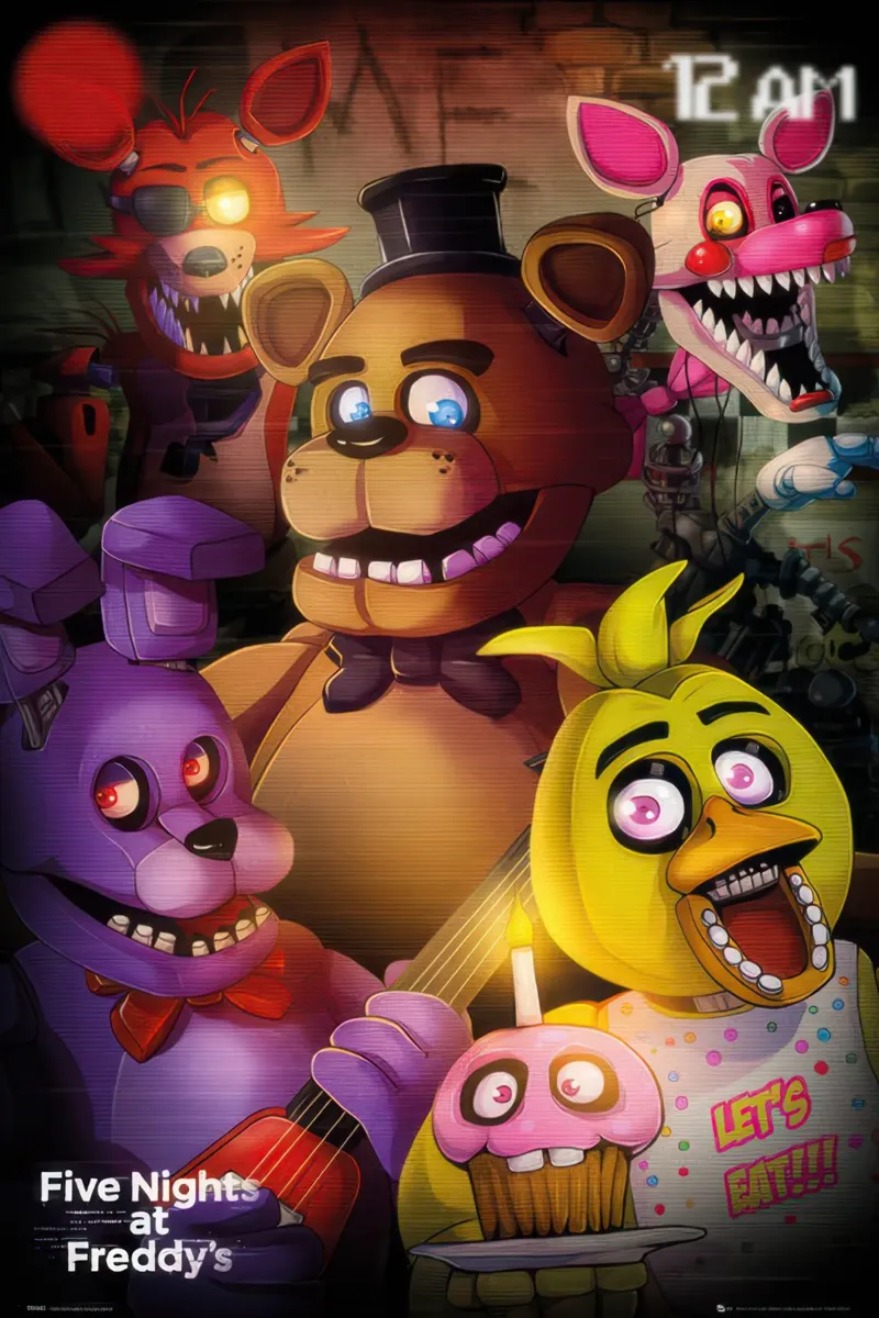 five nights at freddys 12 am poster with aluminum frame by mix mate