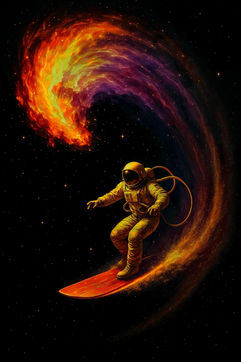 Cosmic Wave Rider poster con telaio in alluminio da BadrBrand