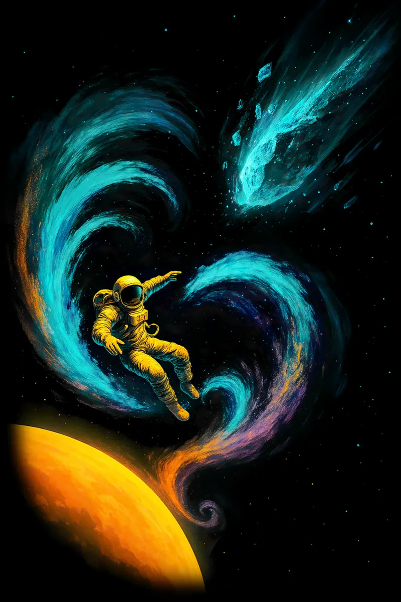 Swirling Nebula Journey poster con telaio in plastica da BadrBrand