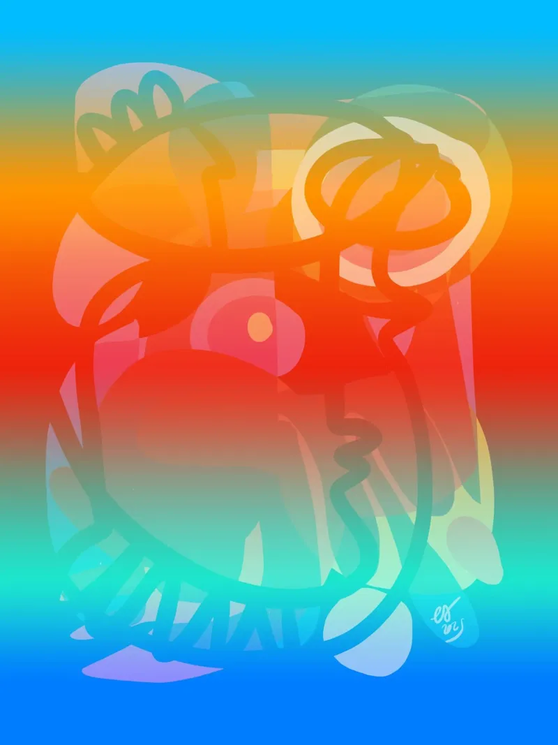 Mystieke Sjamaan Droomlandschap - Abstracte Visie canvas met Baklijst van Abstract and Patterns