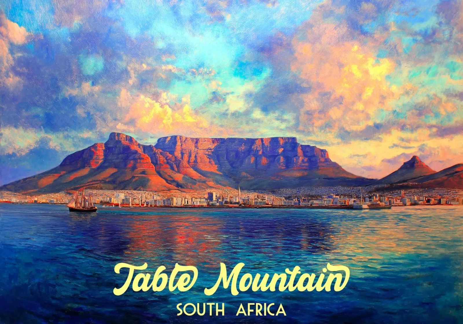 Tafelberg Zuid-Afrika canvas met Baklijst van Voxel Visionaries