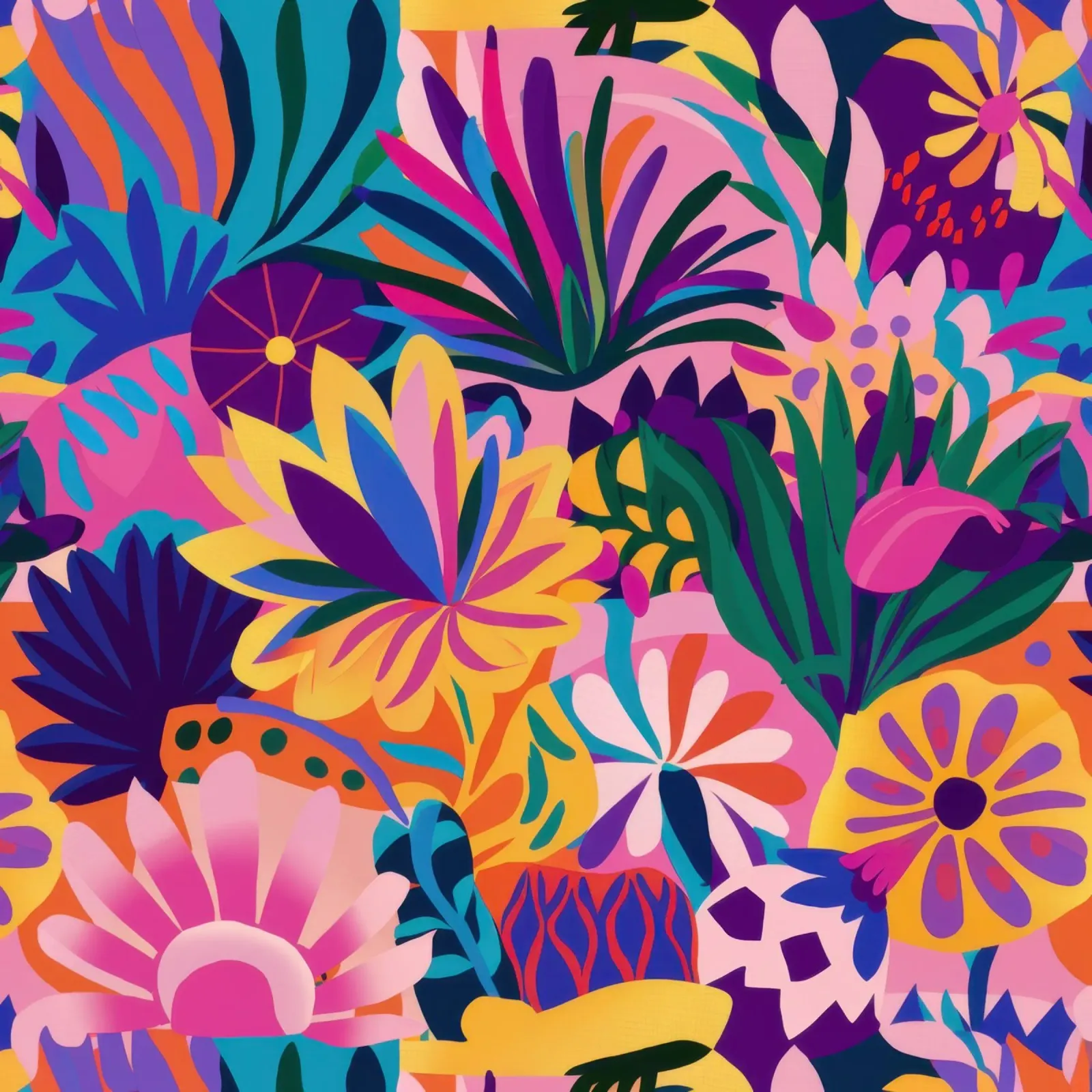 Psychedelic Jungle Bloom canvas with Floater frame by Bruce Juice