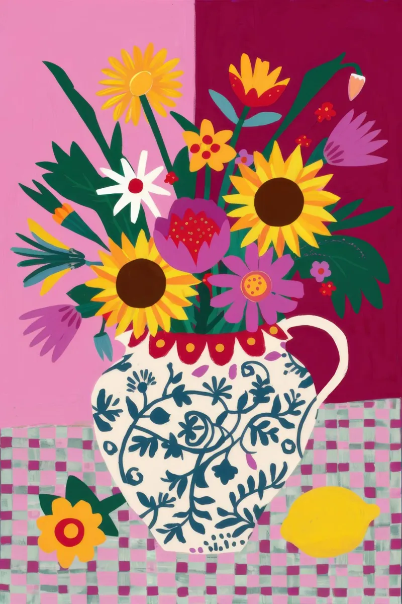 Vaso a pois con girasole poster da Bruce Juice