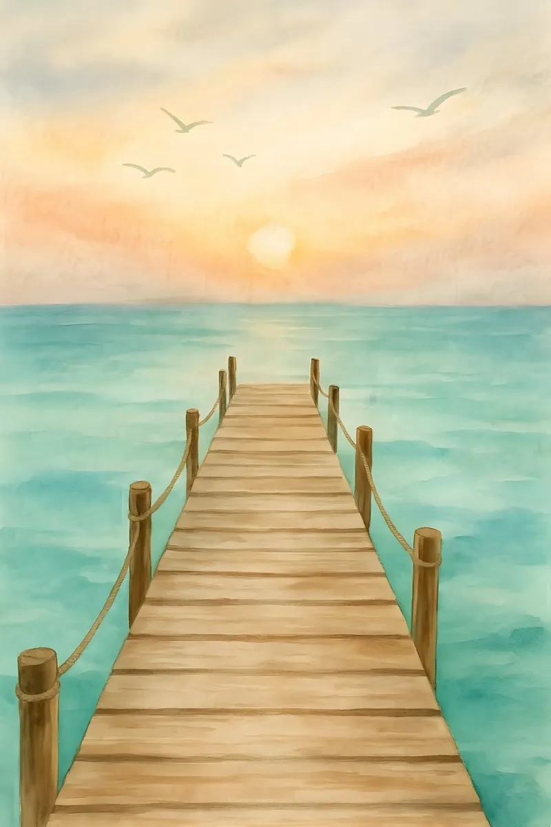 Loopbrug in het ochtendlicht canvas met Baklijst van Sea of Calm