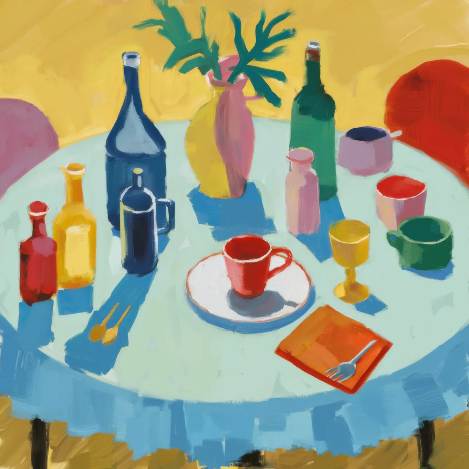 Messy Table Aftermath canvas with Floater frame by Bruce Juice