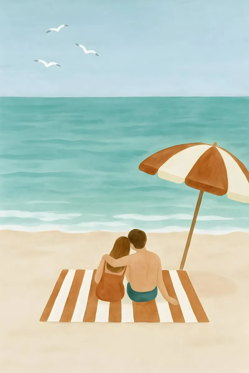 Meerblick zu zweit Leinwand mit Schattenfugenrahmen von Sea of Calm