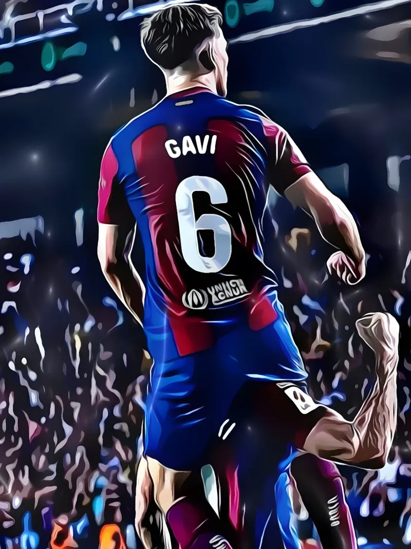 Gavi festeggia con un compagno di squadra del Barcellona poster da dark eagle