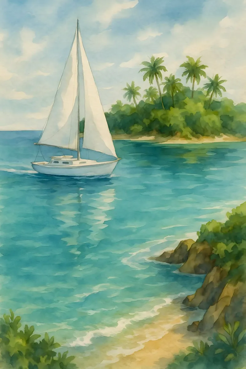 Navigare in paradiso poster con telaio in legno da Sea of Calm