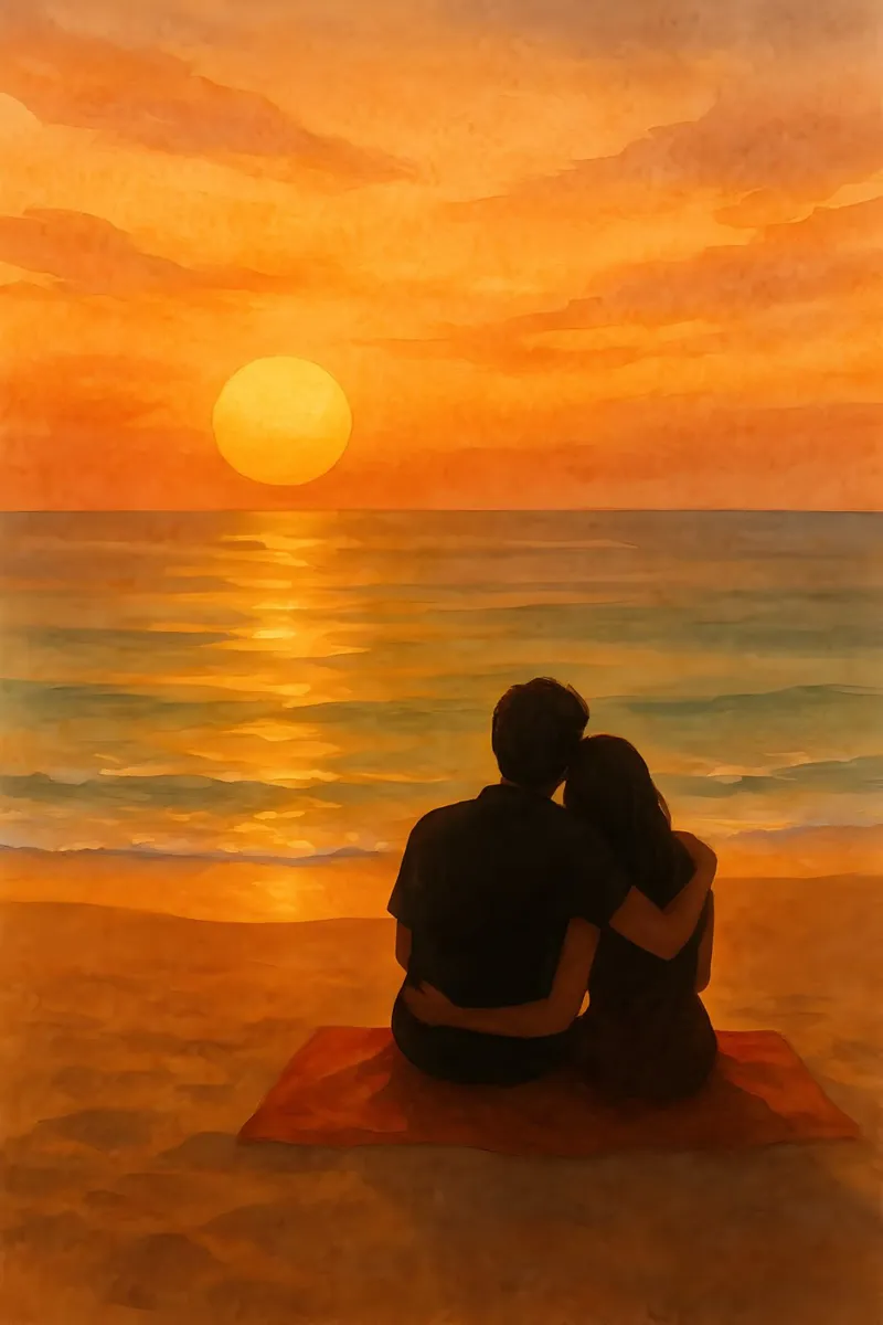 Insieme al tramonto poster con telaio in alluminio da Sea of Calm