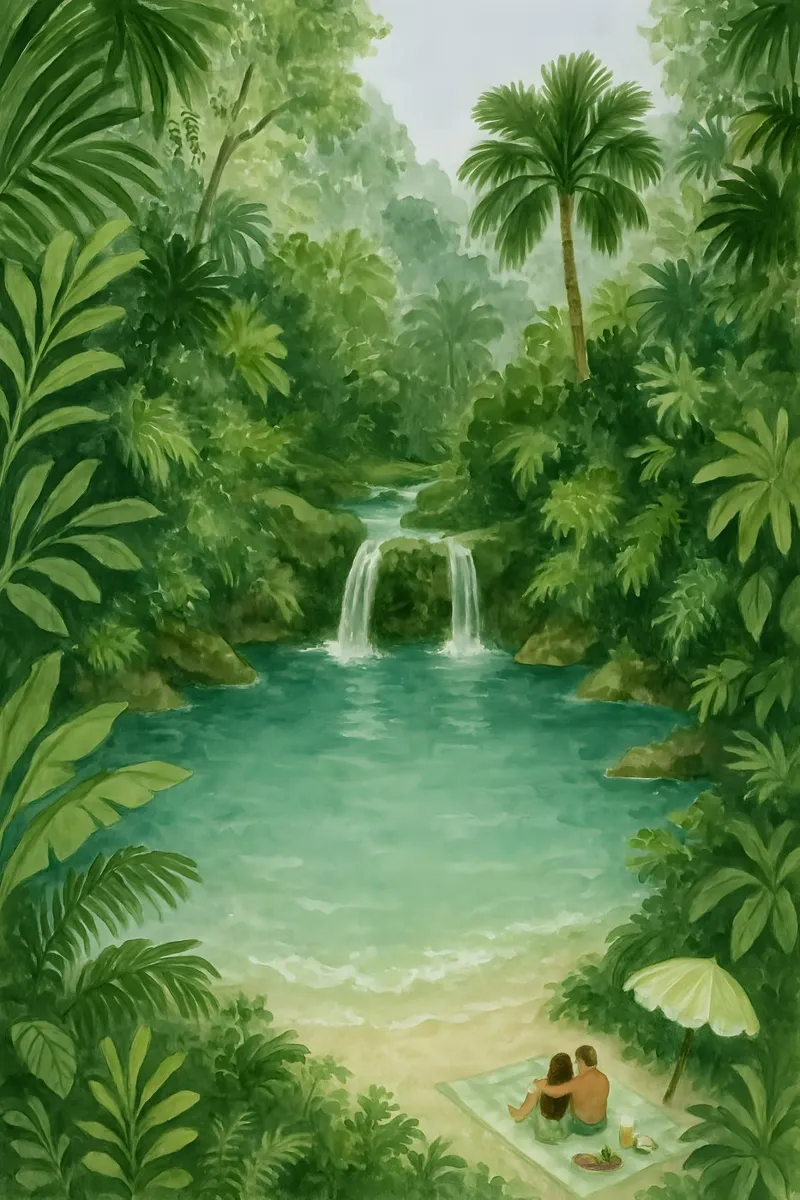 Verborgen lagune in de jungle canvas met Baklijst van Sea of Calm