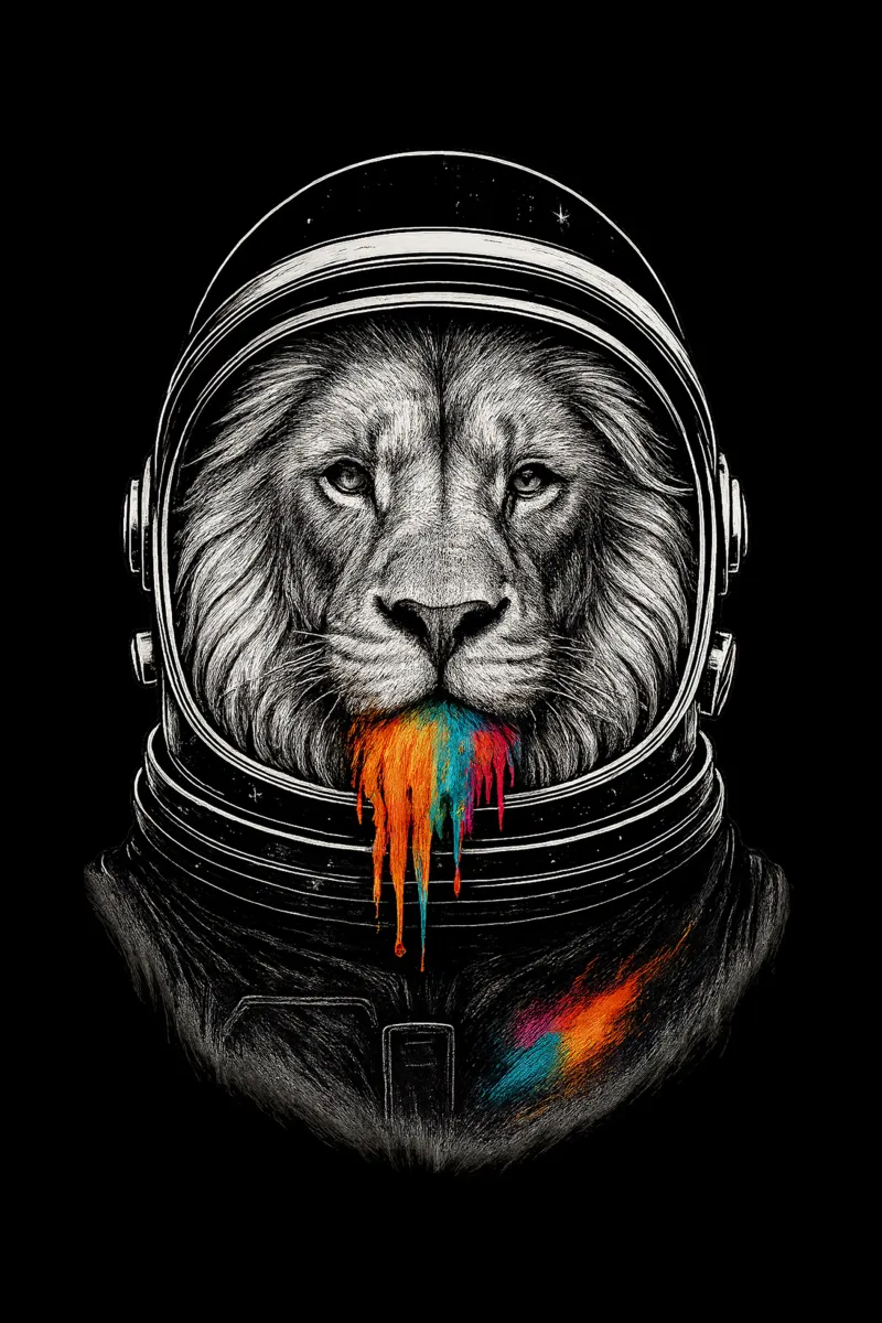 Lion Drip poster con telaio in alluminio da BadrBrand